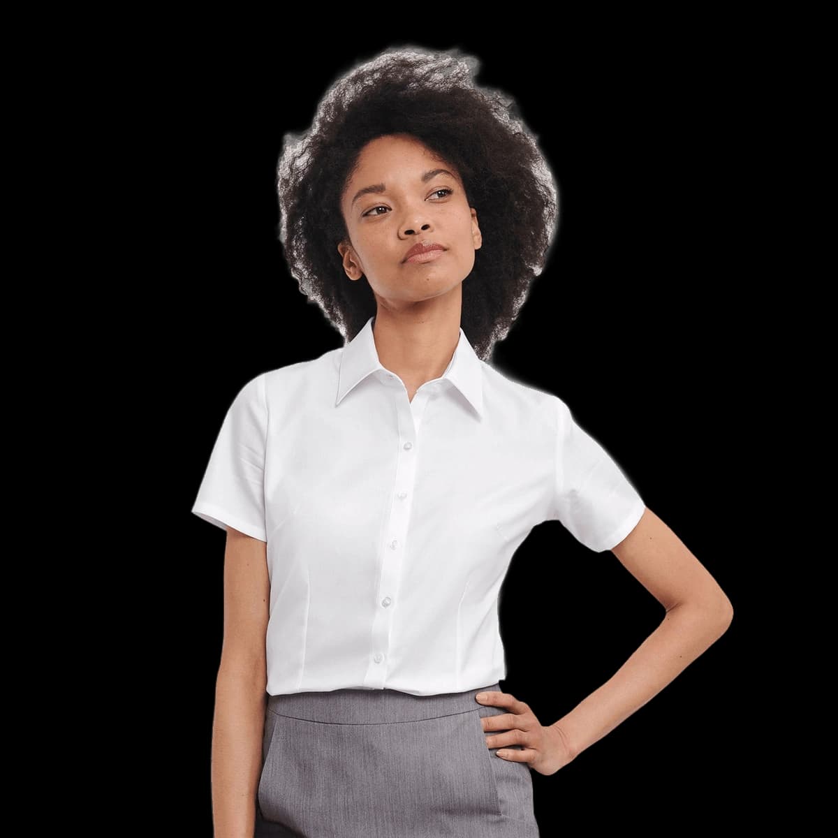 Women's short sleeve herringbone shirt