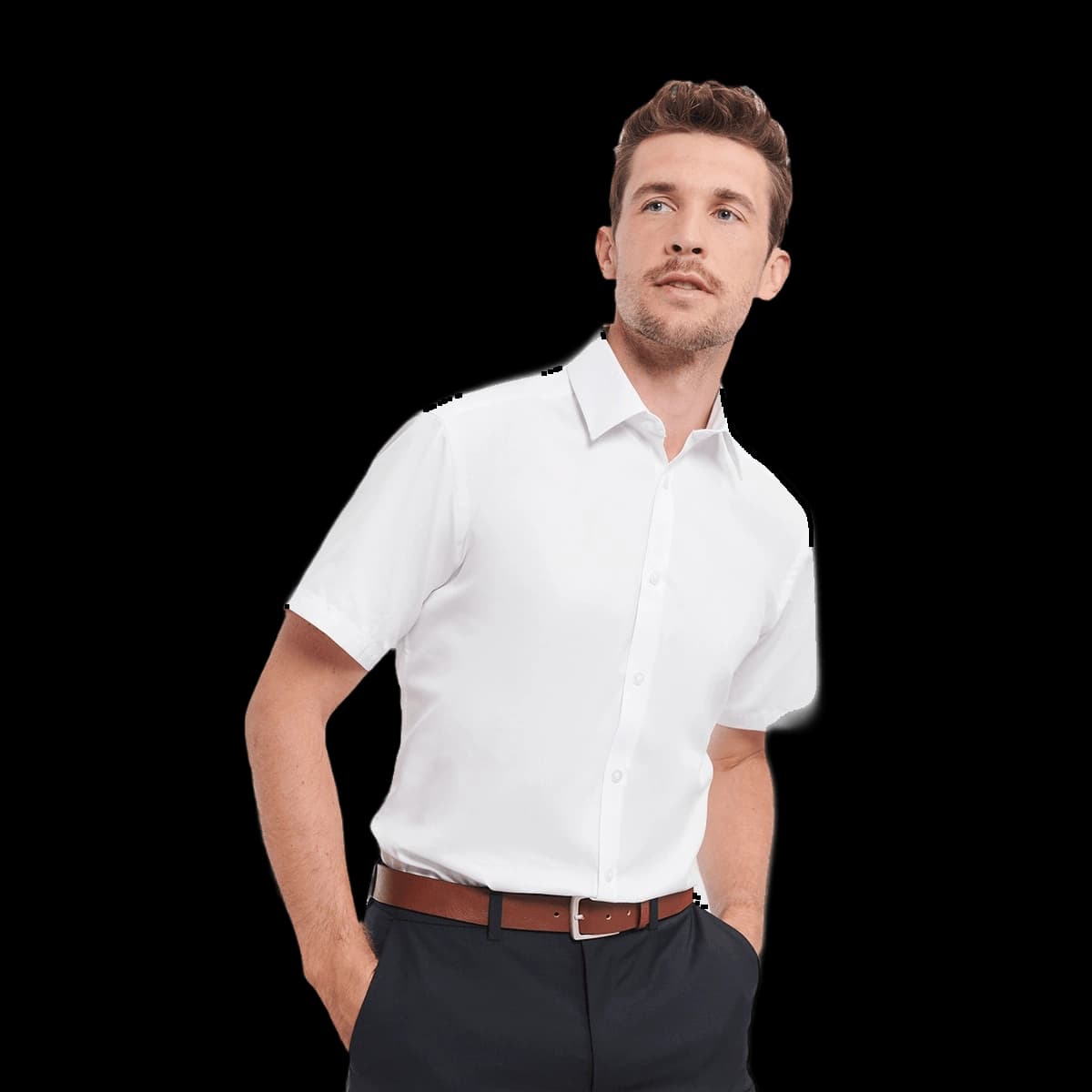 Short sleeve herringbone shirt