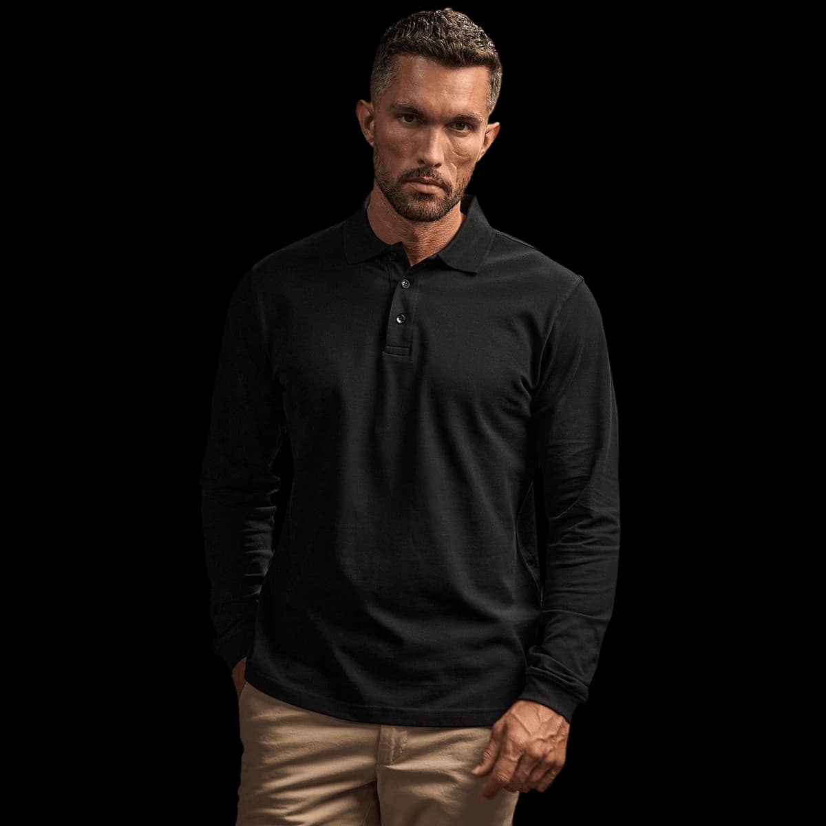 Luxury stretch long sleeve polo (1406)
