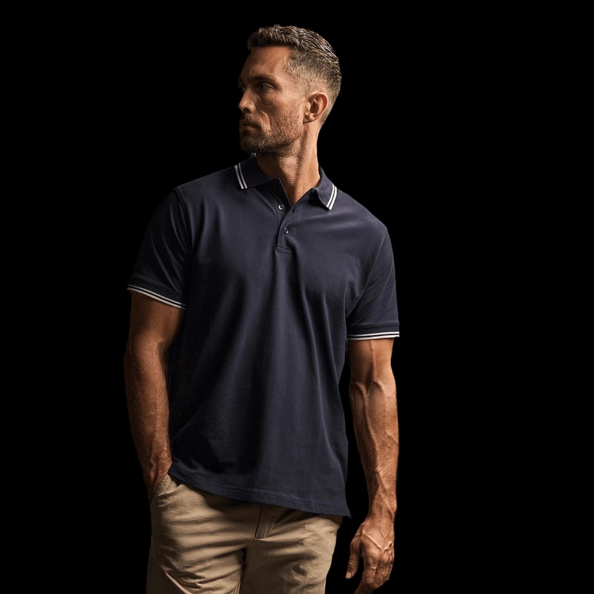 Luxury stripe stretch polo (1407)