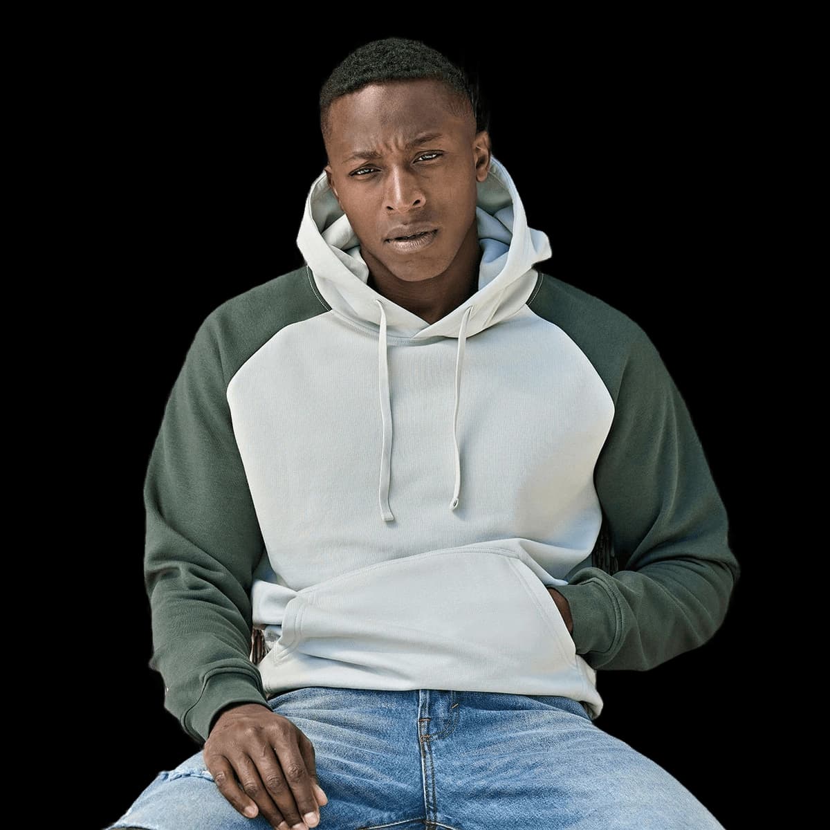 UNLABELED two-tone hooded sweatshirt (5156)