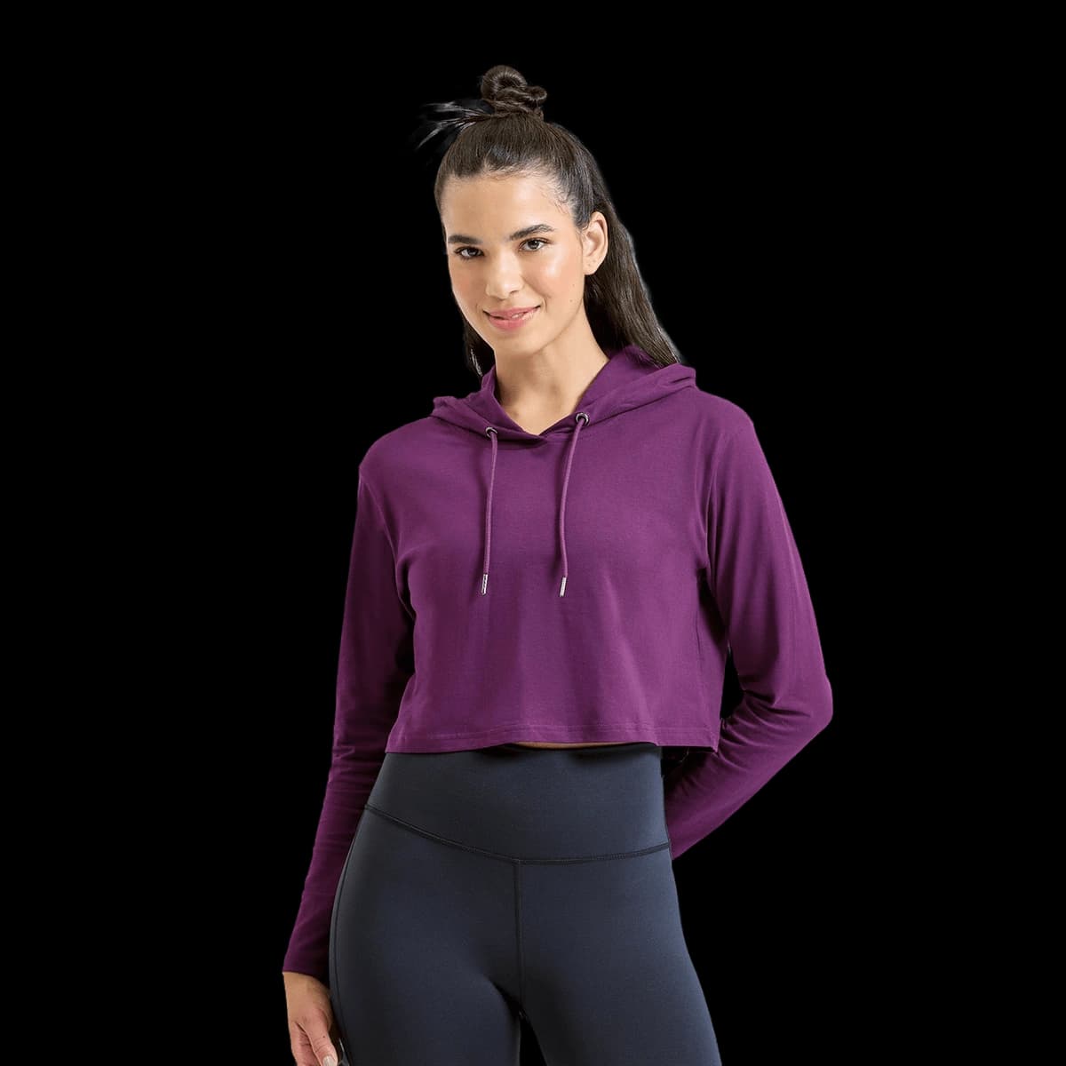 Women's TriDri® cropped hooded long sleeve t-shirt