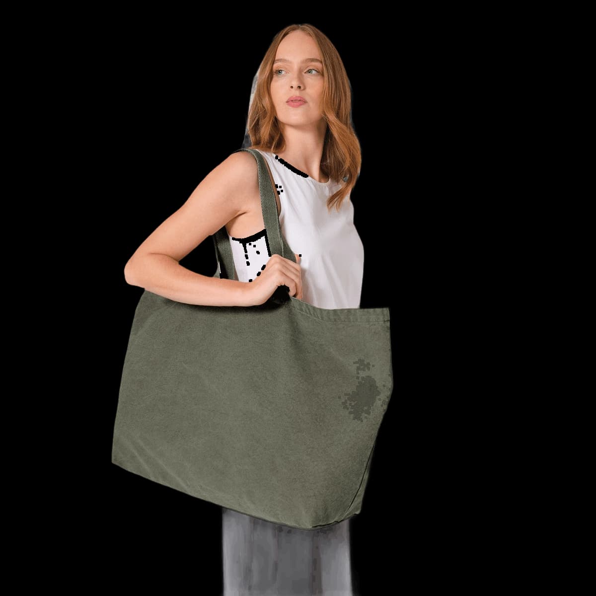 Garment-dyed oversized tote bag