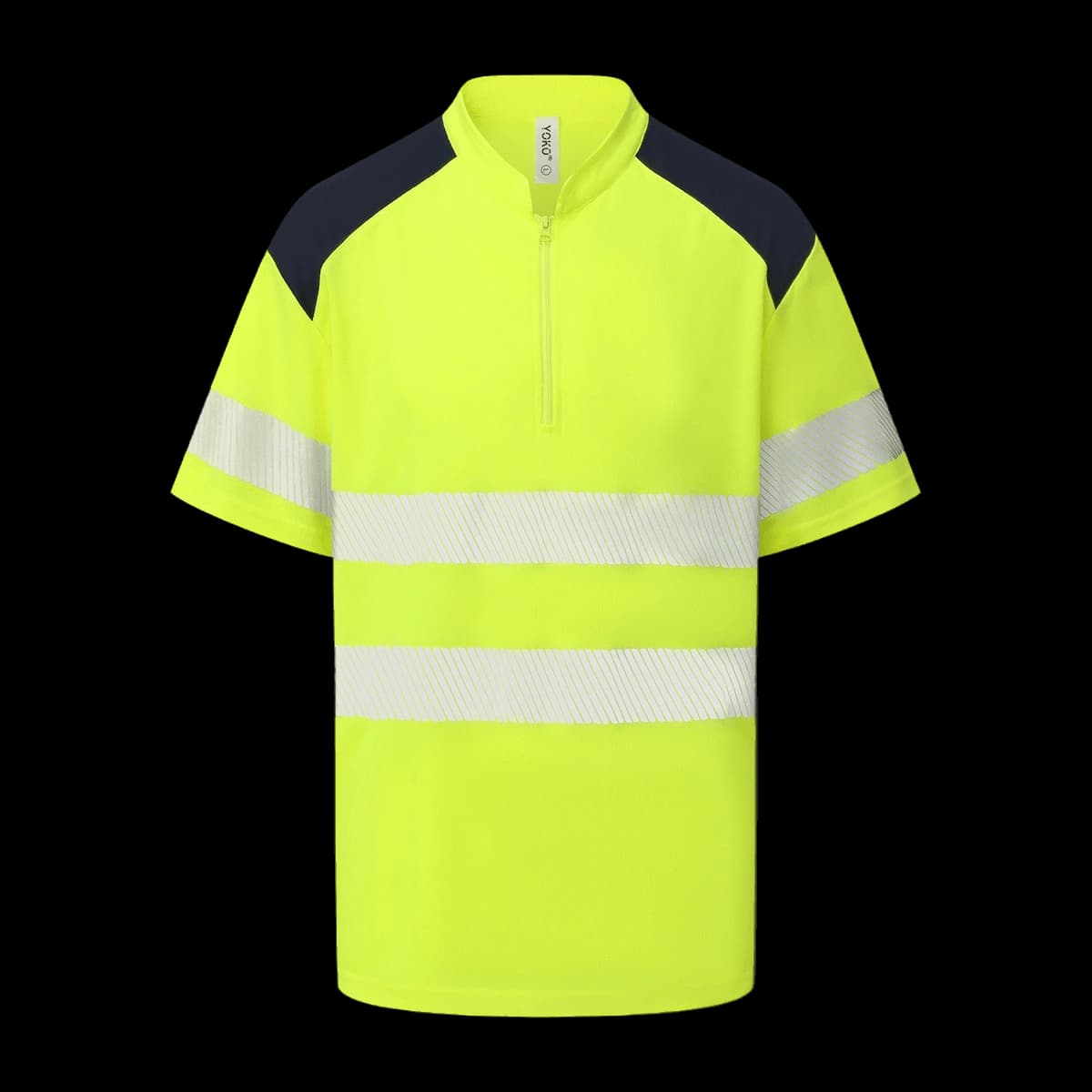 Hi-vis mandarin collar zip neck comfort trim polo (HVJ230)