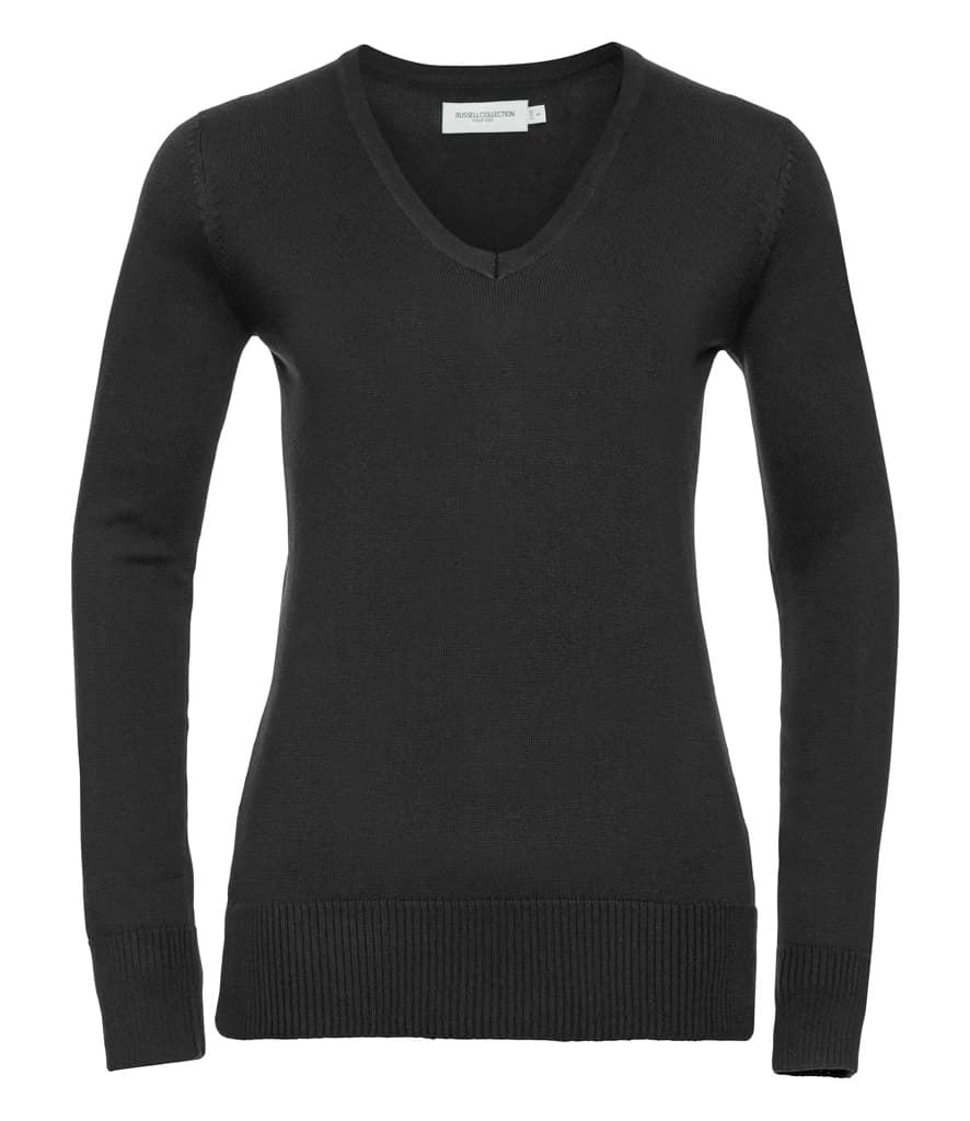 Russell Athletic Collection Ladies Cotton Acrylic V Neck Sweater — front