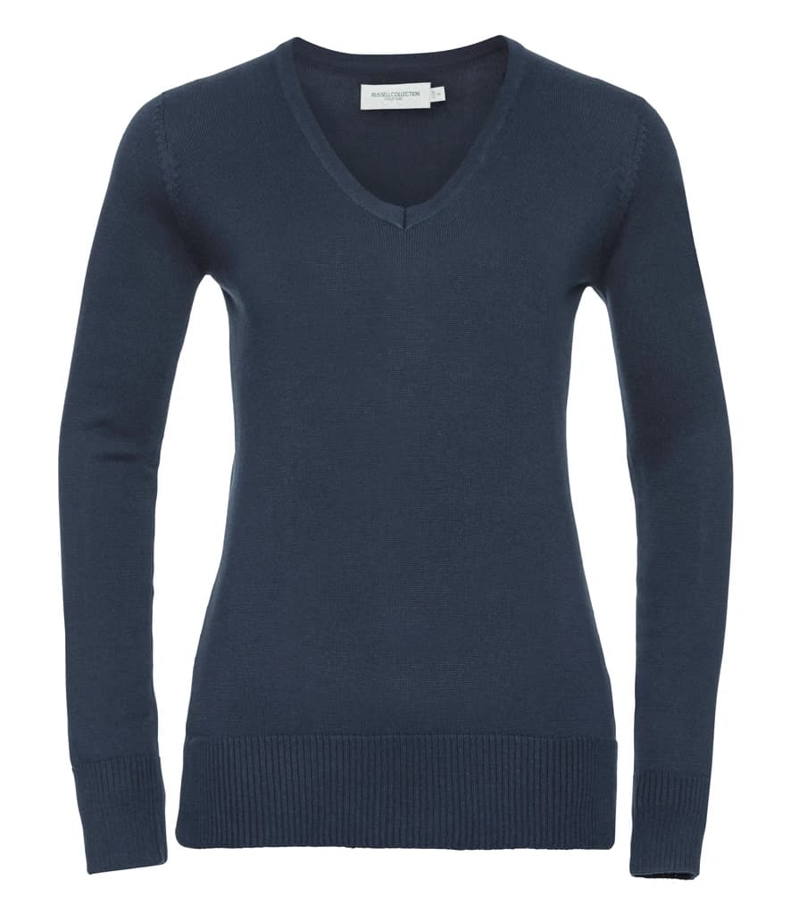 Russell Athletic Collection Ladies Cotton Acrylic V Neck Sweater — front
