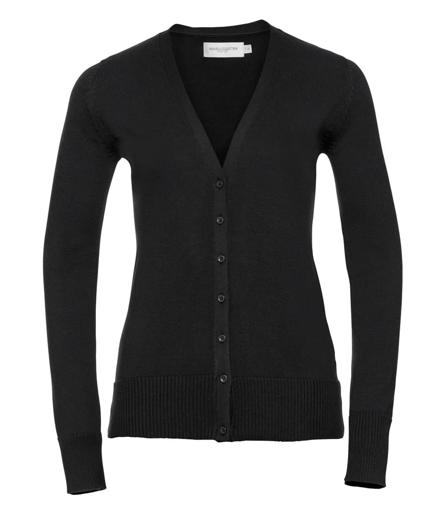Russell Athletic Collection Ladies Cotton Acrylic V Neck Cardigan — front