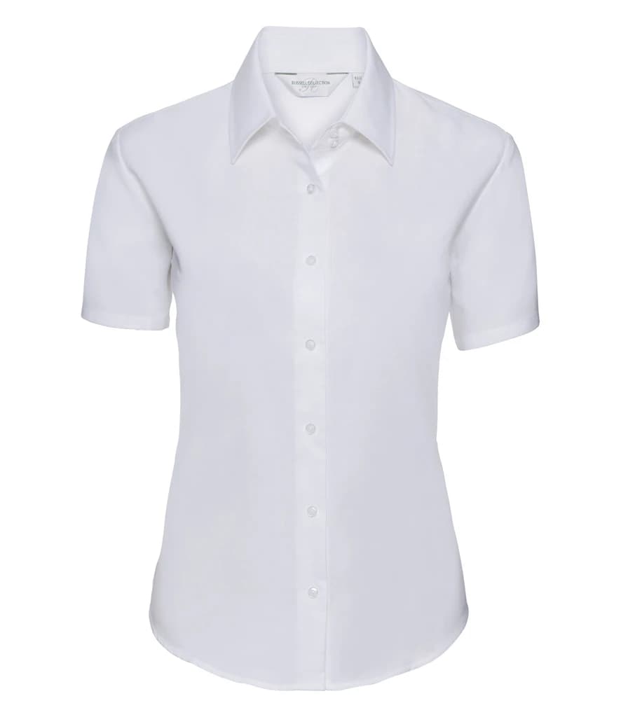 Russell Athletic Collection Ladies Short Sleeve Easy Care Oxford Shirt — front