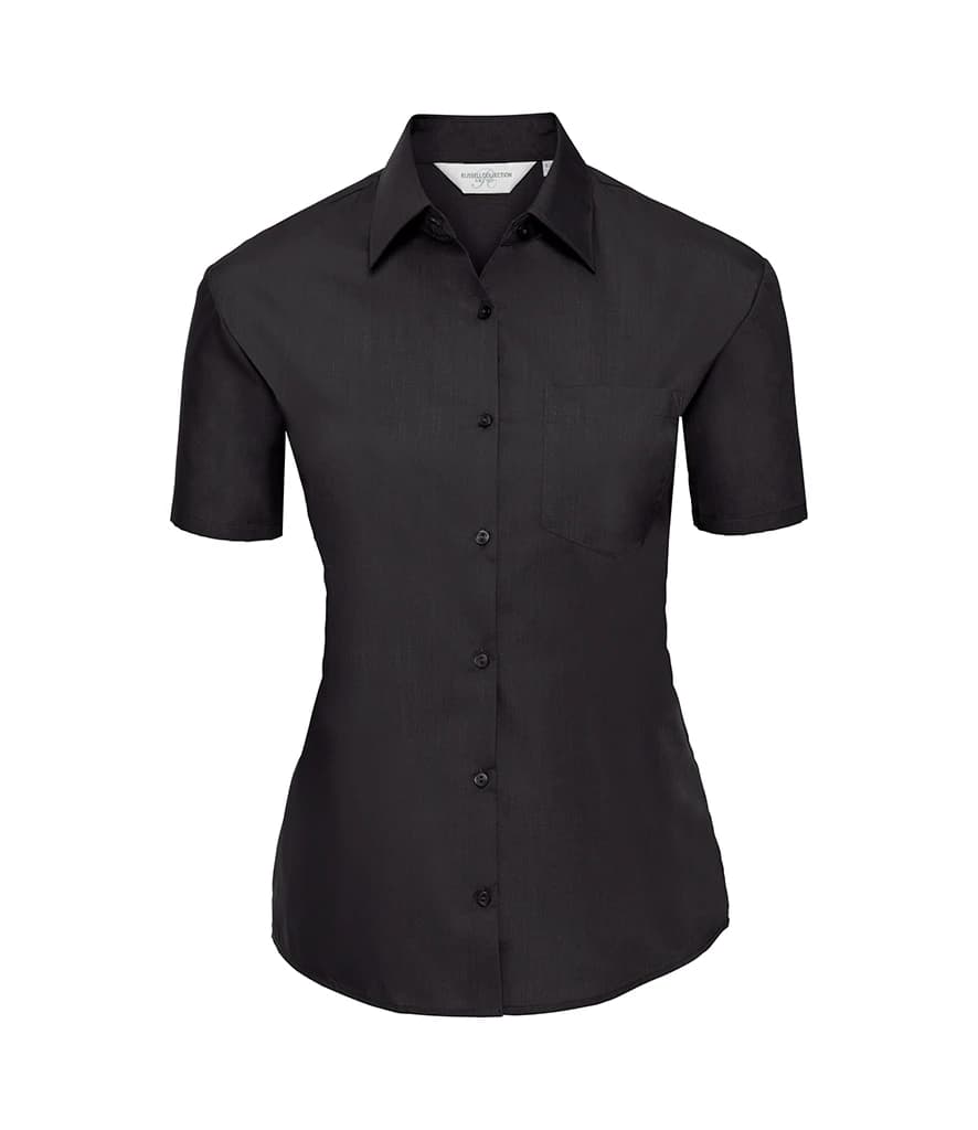 Russell Athletic Collection Ladies Short Sleeve Easy Care Poplin Shirt — front