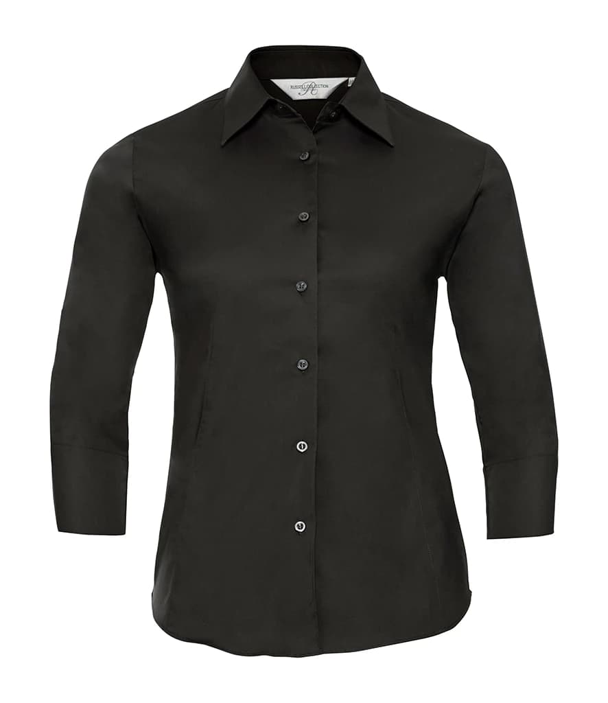 Russell Athletic Collection Ladies 3/4 Sleeve Easy Care Fitted Shirt — front
