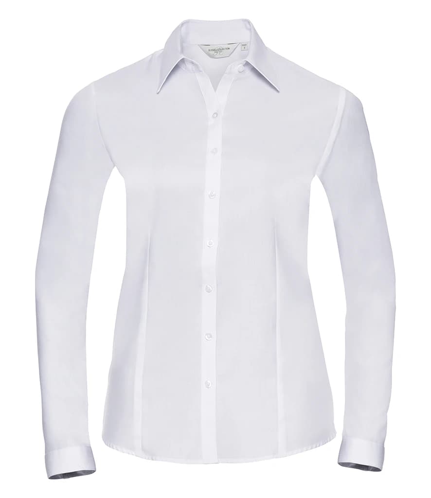 Russell Athletic Collection Ladies Long Sleeve Herringbone Shirt — front