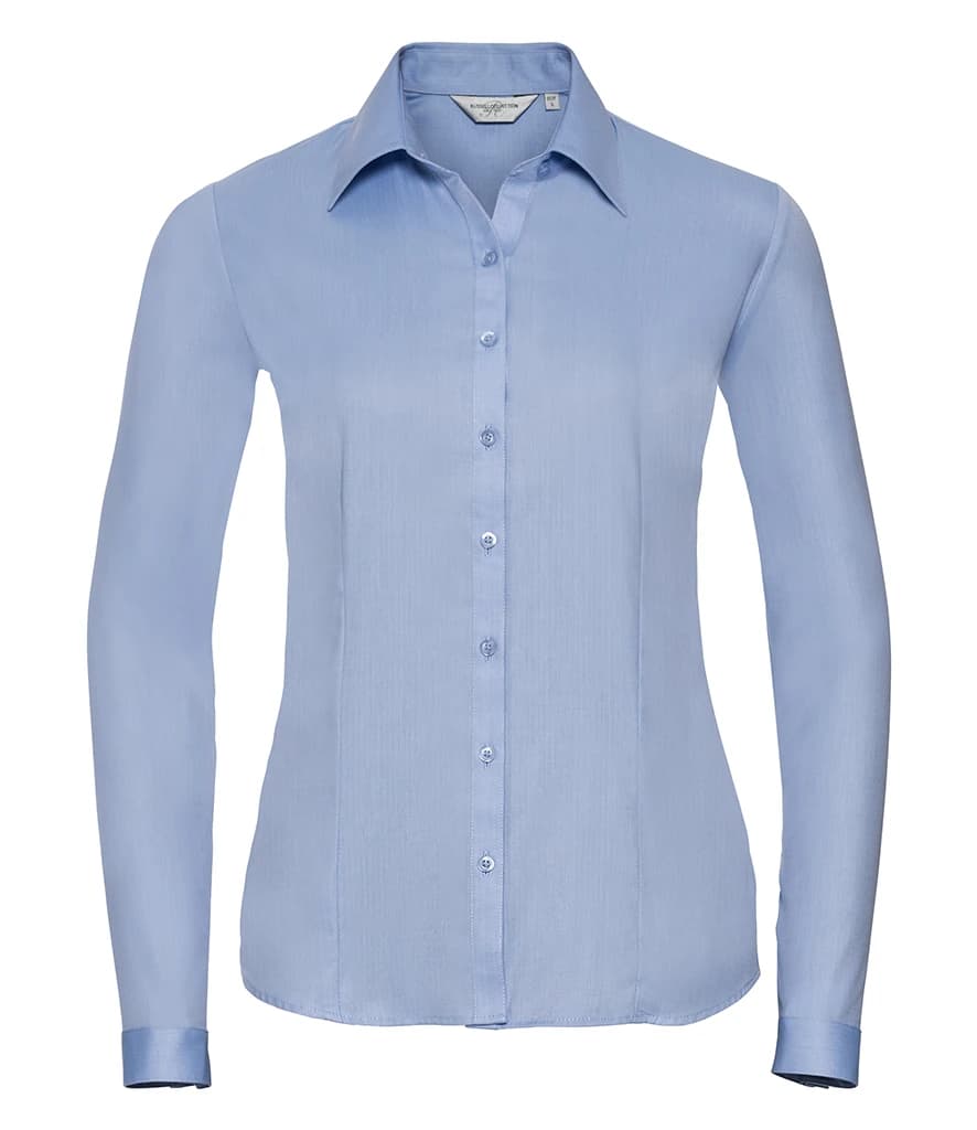 Russell Athletic Collection Ladies Long Sleeve Herringbone Shirt — front