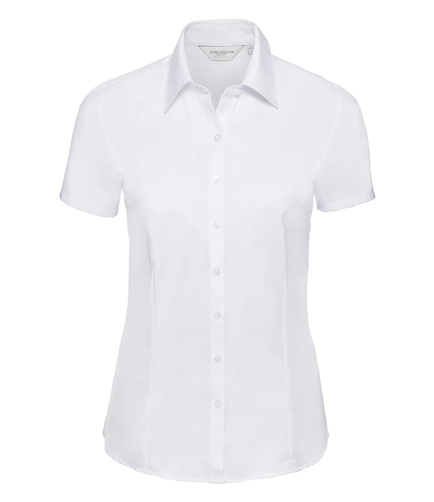 Russell Athletic Collection Ladies Short Sleeve Herringbone Shirt — front