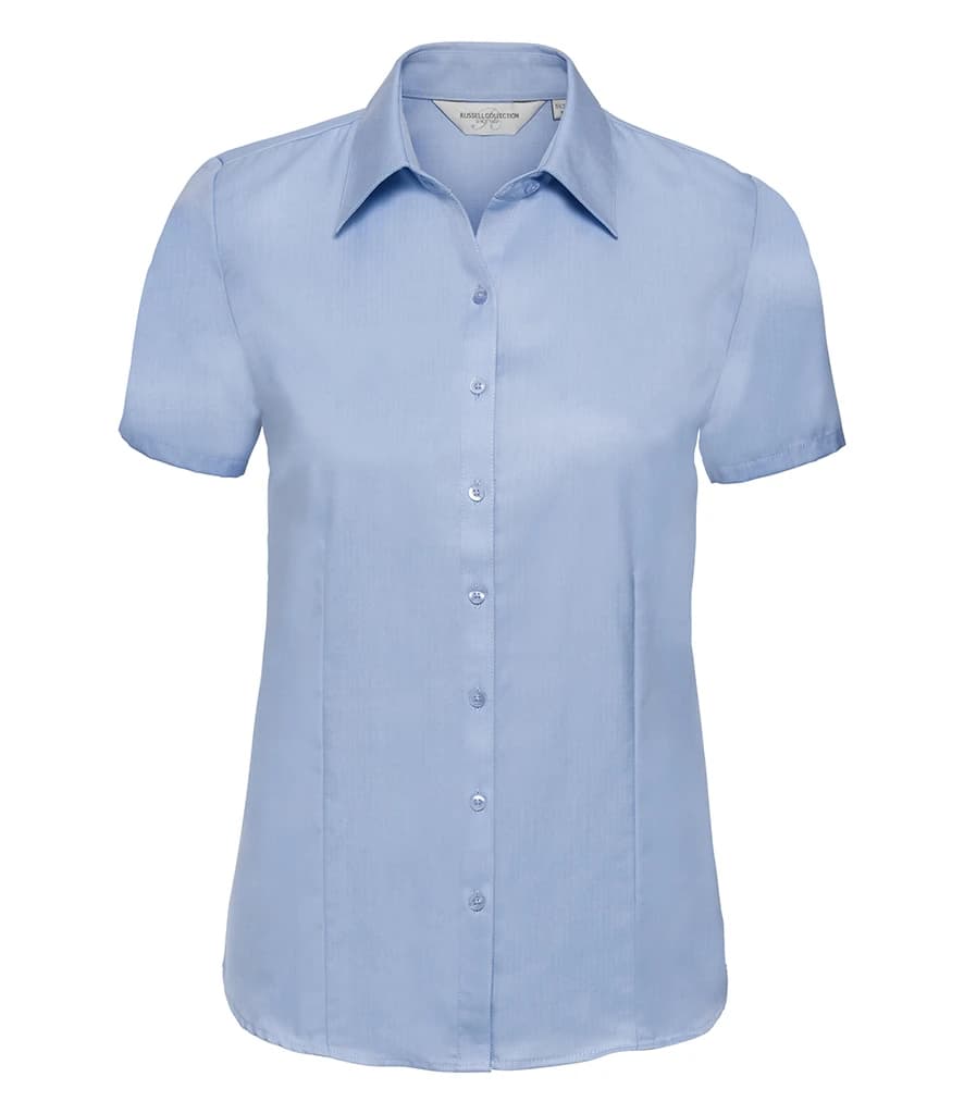Russell Athletic Collection Ladies Short Sleeve Herringbone Shirt — front