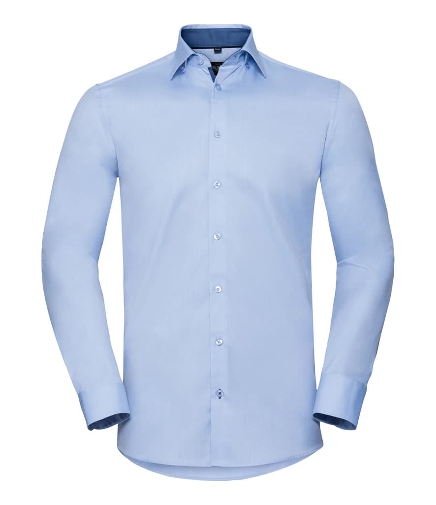 Russell Athletic Collection Long Sleeve Contrast Herringbone Shirt — front